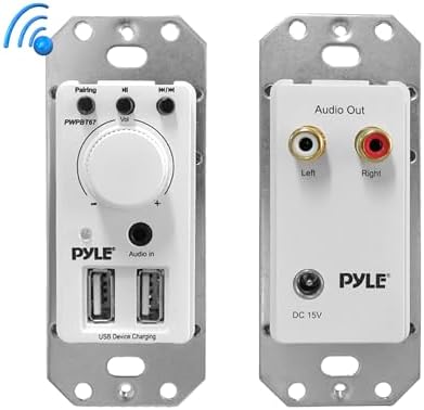 Pyle Bluetooth Receiver Wall Mount - In-Wall Audio Control Receiver w/ Dual USB