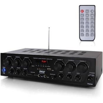 Pyle Wireless Bluetooth Home Audio Amplifier System-Upgraded 6 Channel 750 Watt