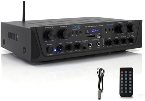 Pyle 500W 4-Channel Karaoke Bluetooth Amplifier / Home Stereo Receiver