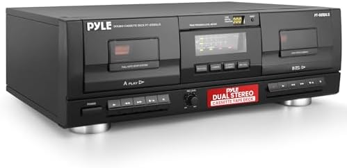 PyleUsa Dual Stereo Cassette Tape Deck-Double Cassette Recorder w/ MP3 Music
