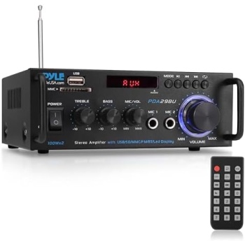 Pyle 200W Wireless Bluetooth Stereo Power Amplifier - 2-Channel Audio Receiver