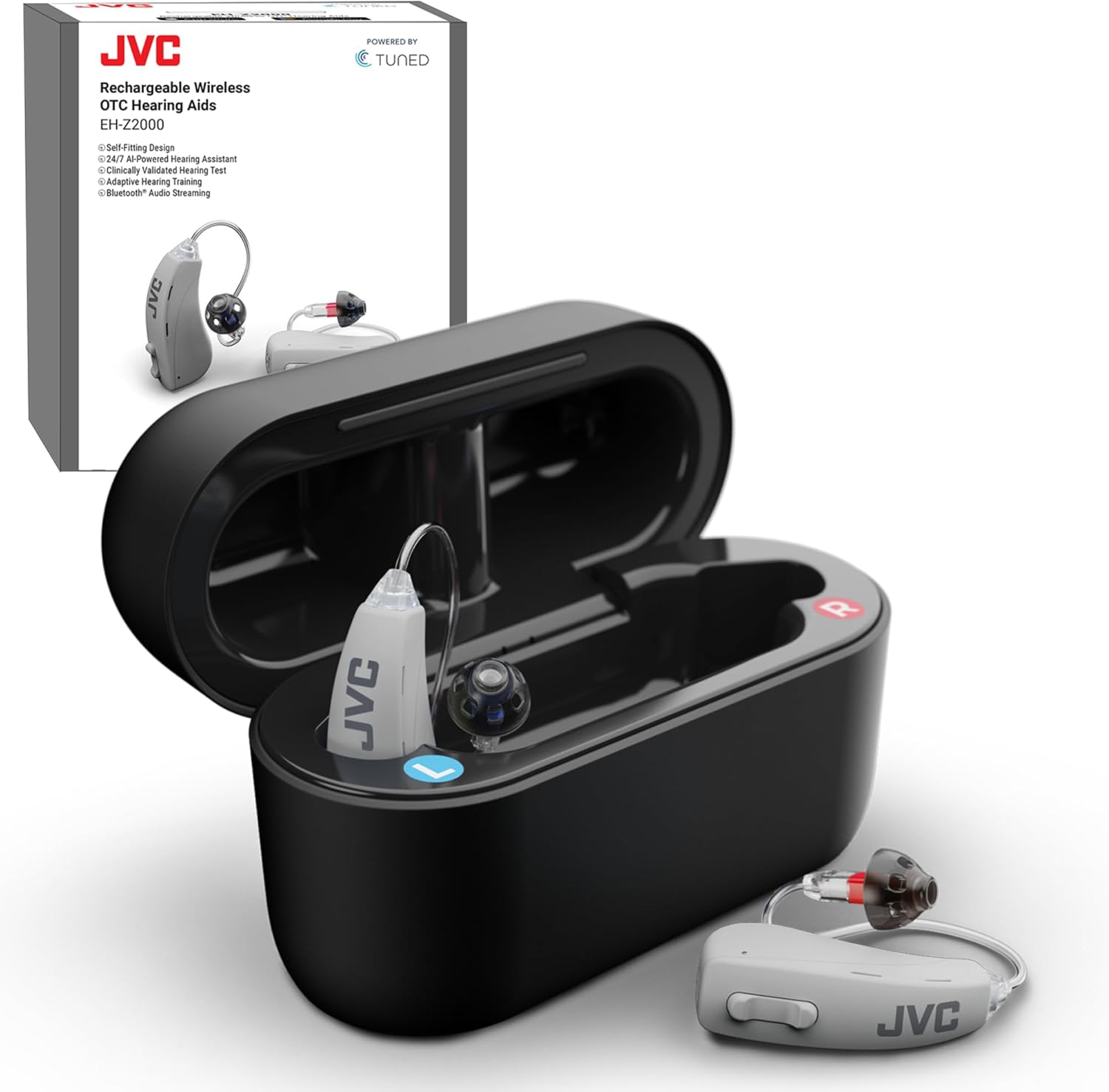 JVC OTC Hearing Aids for Seniors – AI Self‑Fitting with Tuned App, Rechargeable
