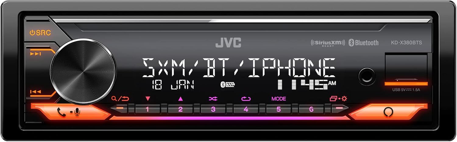 JVC KD-X380BTS Digital Media Car Receiver Featuring Bluetooth, USB, SiriusXM