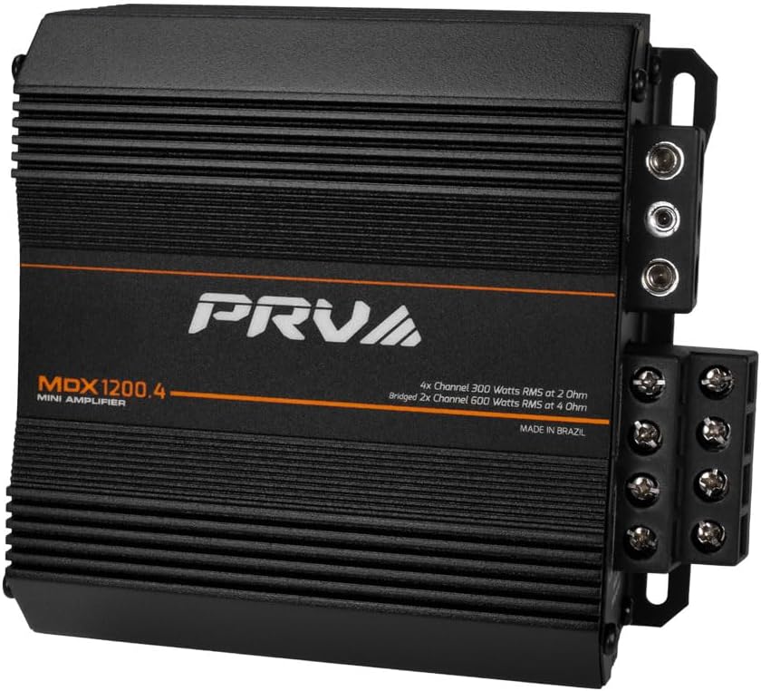 PRV Audio MDX1200.4 2 Ohm Mini 4 Channel Car Audio Amplifier 4 x 300 Watts RMS