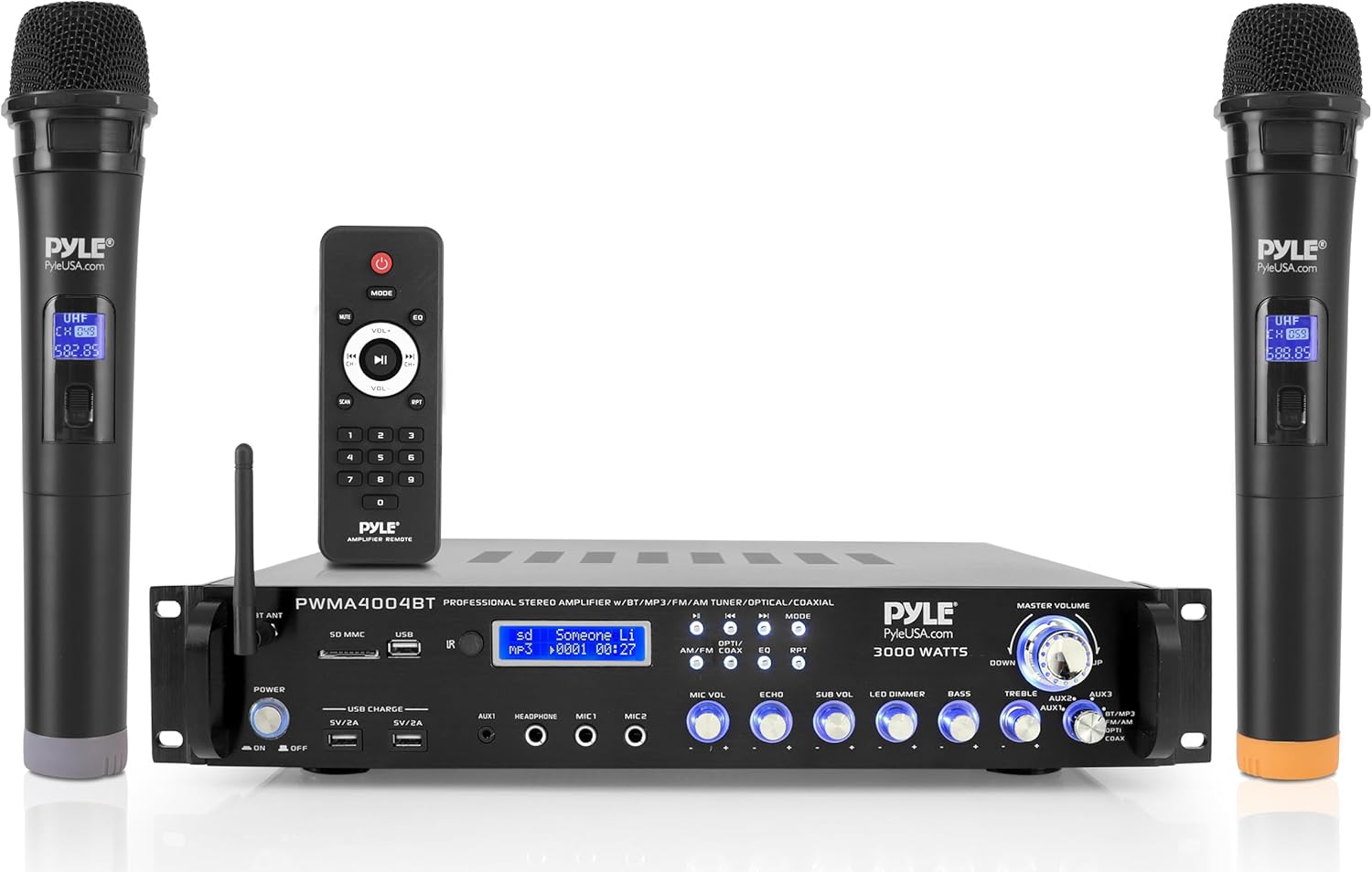 Pyle Bluetooth Multi-Channel Hybrid Pre-Amplifier System - 3000W Home Audio Rack