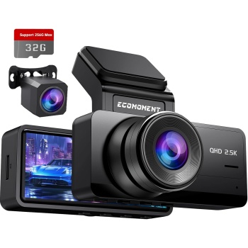 Dash Cam Front and Rear, 2.5K Dual Dash Camera for Cars, Car Camera with 3.16"