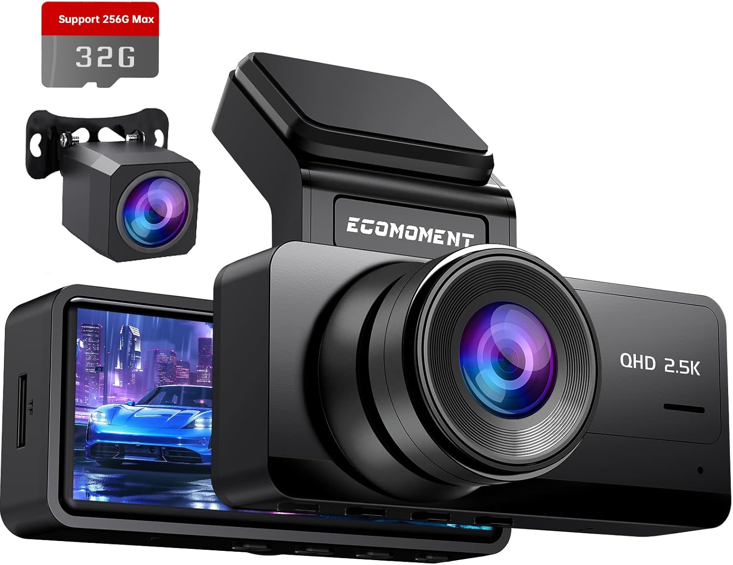 Dash Cam Front and Rear, 2.5K Dual Dash Camera for Cars, Car Camera with 3.16"