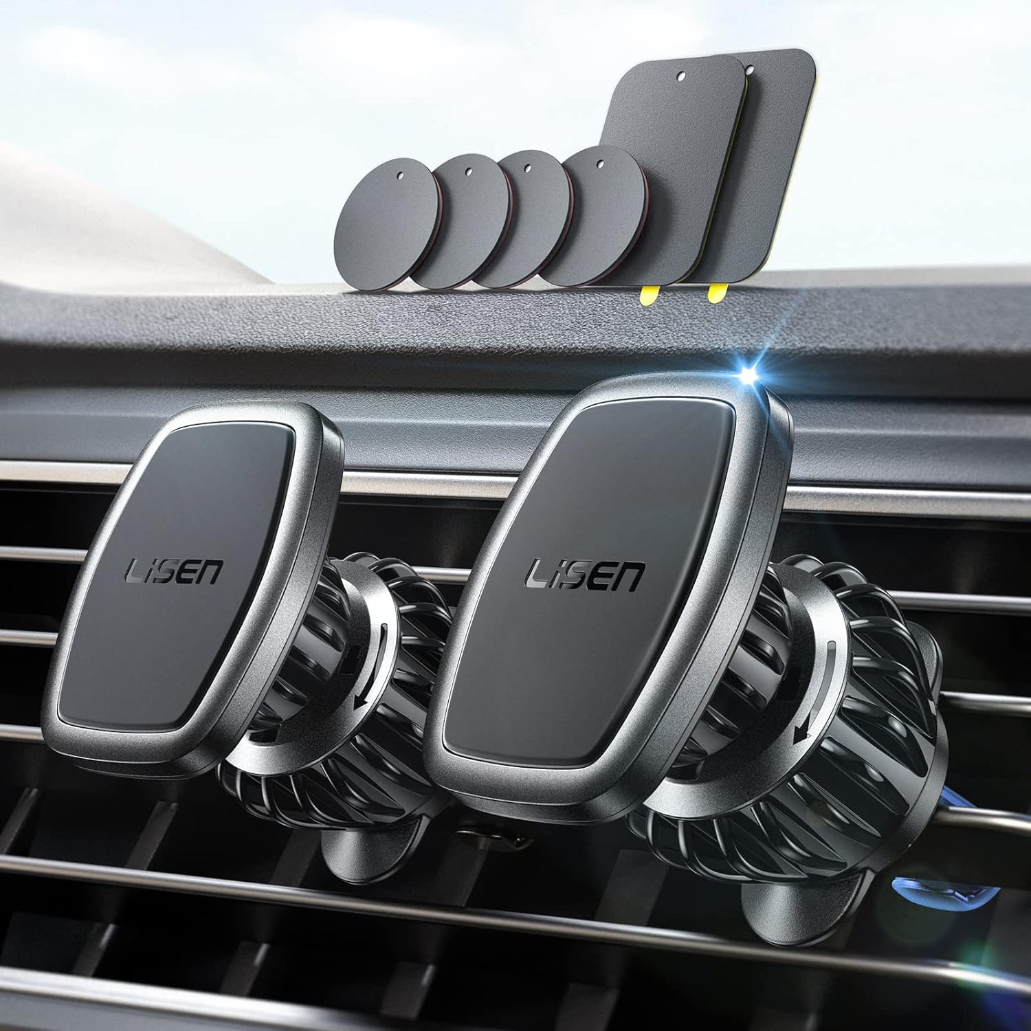 LISEN 2 Pack Magnetic Phone Holder for Your Car Magnet for Phone Car Mount Vent