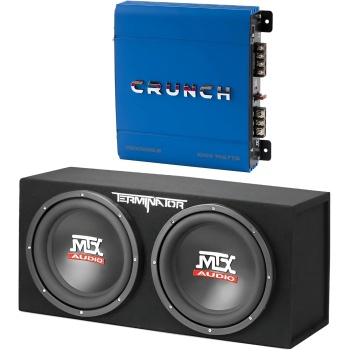 MTX 12-Inch 1200-Watt Car Audio Dual Loaded Subwoofer Box Enclosure & Crunch