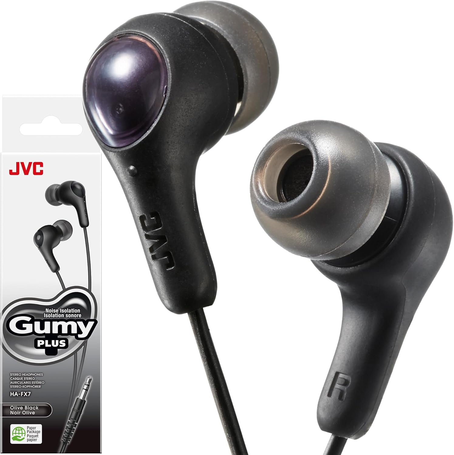 JVC Gumy in Ear Earbud Headphones with Paper Package, Powerful Sound