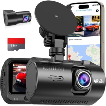 Dash Cam Front Rear with WiFi GPS: 4K 2-Channels Dash Camera for Cars