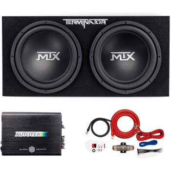 MTX TNP212D2 12" 1200 Watt 4 Ohm Dual Loaded Car Audio Subwoofer Package