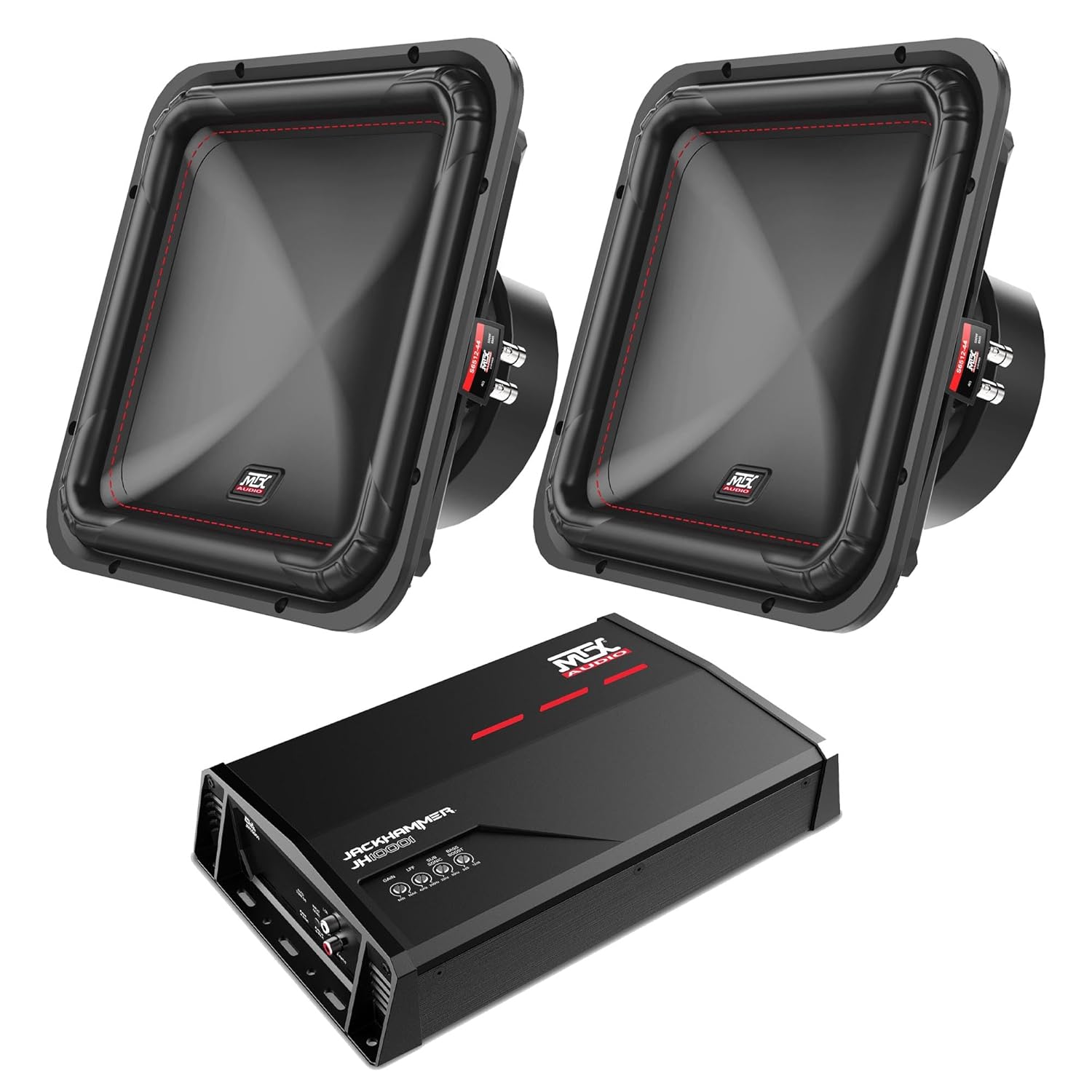 (2) MTX S6512-44 12" 500-Watt RMS Dual 4Ω Square Car Audio Subwoofer
