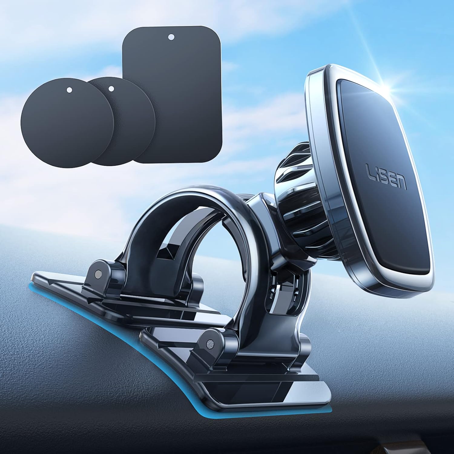 LISEN Magnetic Car Phone Mount for iPhone and Android with 6 Magnets