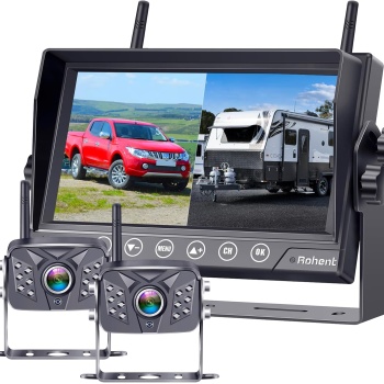 Rohent RV Backup Camera Wireless HD1080P 2 Cameras with 7 Inch Touch Key DVR