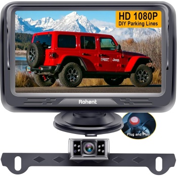 Rohent Backup Camera Monitor HD 1080P Night Vision Waterproof Car Truck License