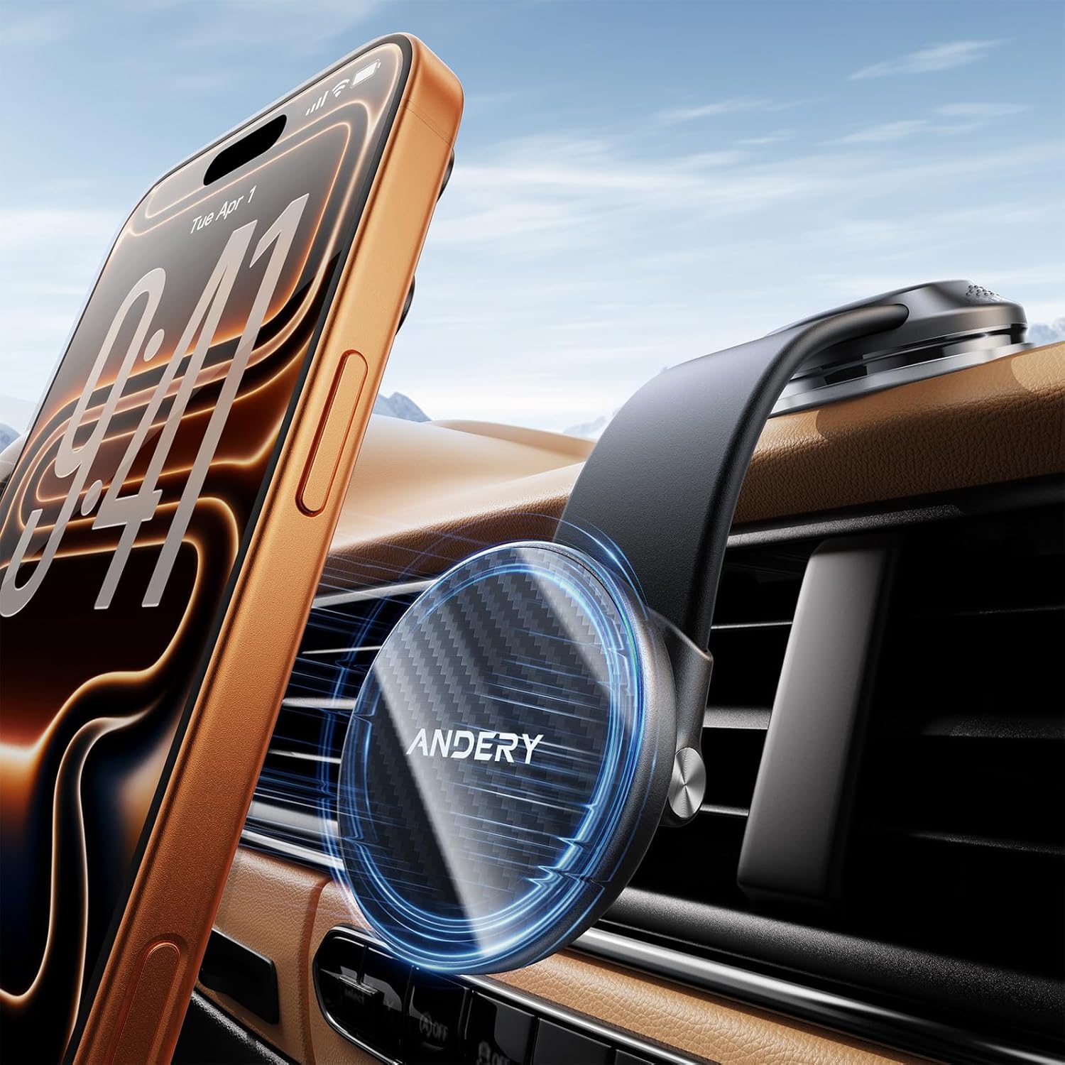 Car Phone Holder for MagSafe [360° Adjustable Memory Alloy Arm | 2400gf