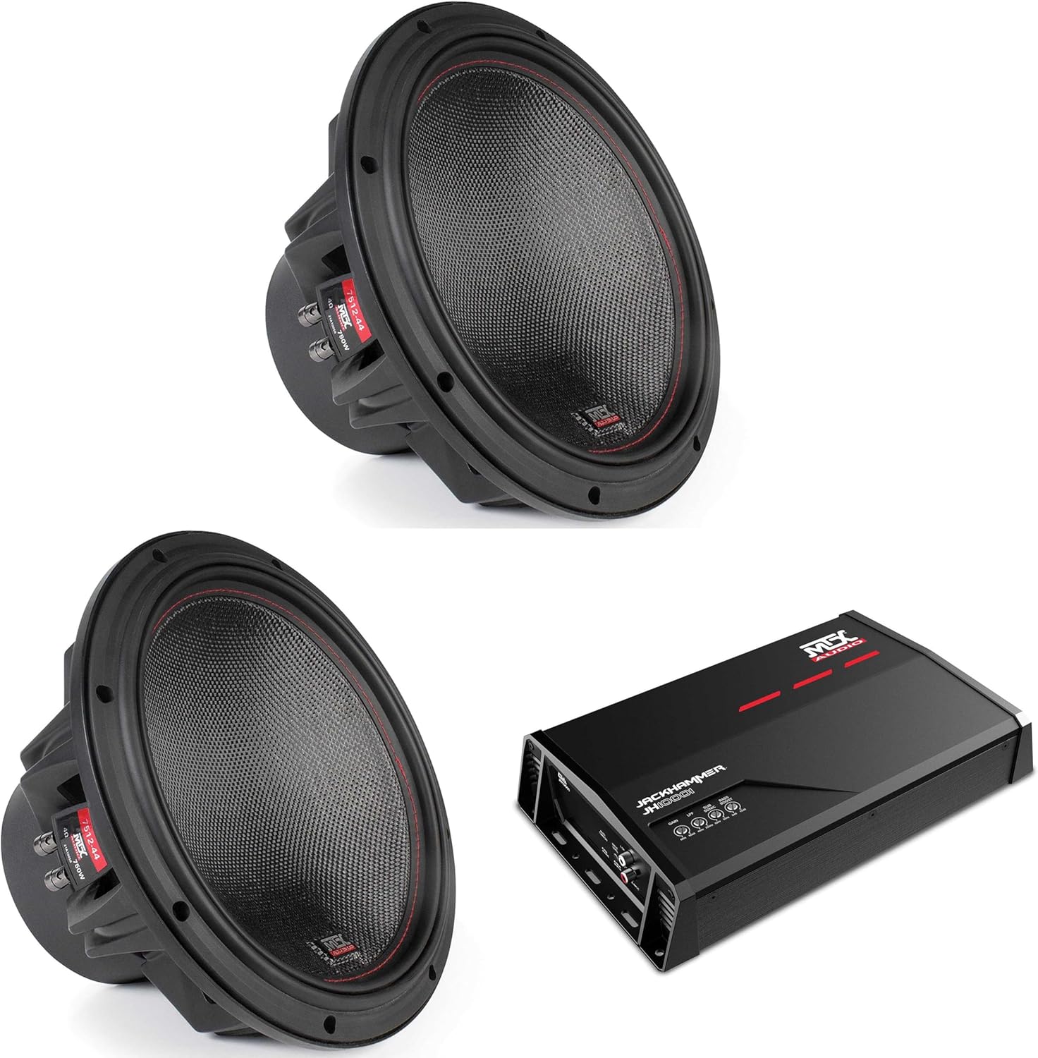 MTX 7512-44 75-Series 12" 750W RMS Dual 4-Ohm Subwoofer (2) JH10001 Jackhammer