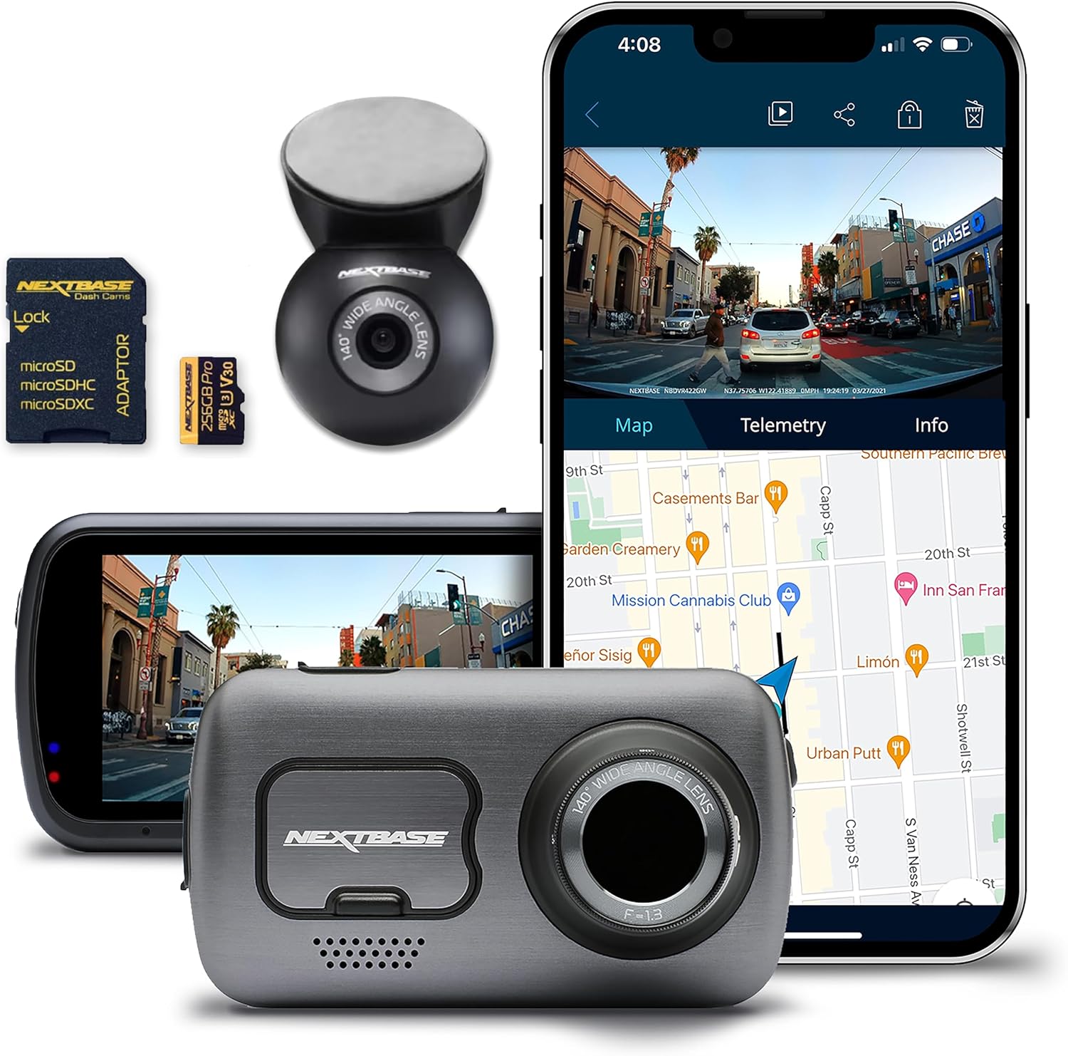 Nextbase 622GW Dash Cam with Rear Window Cam and 256GB Micro SD Memory Card