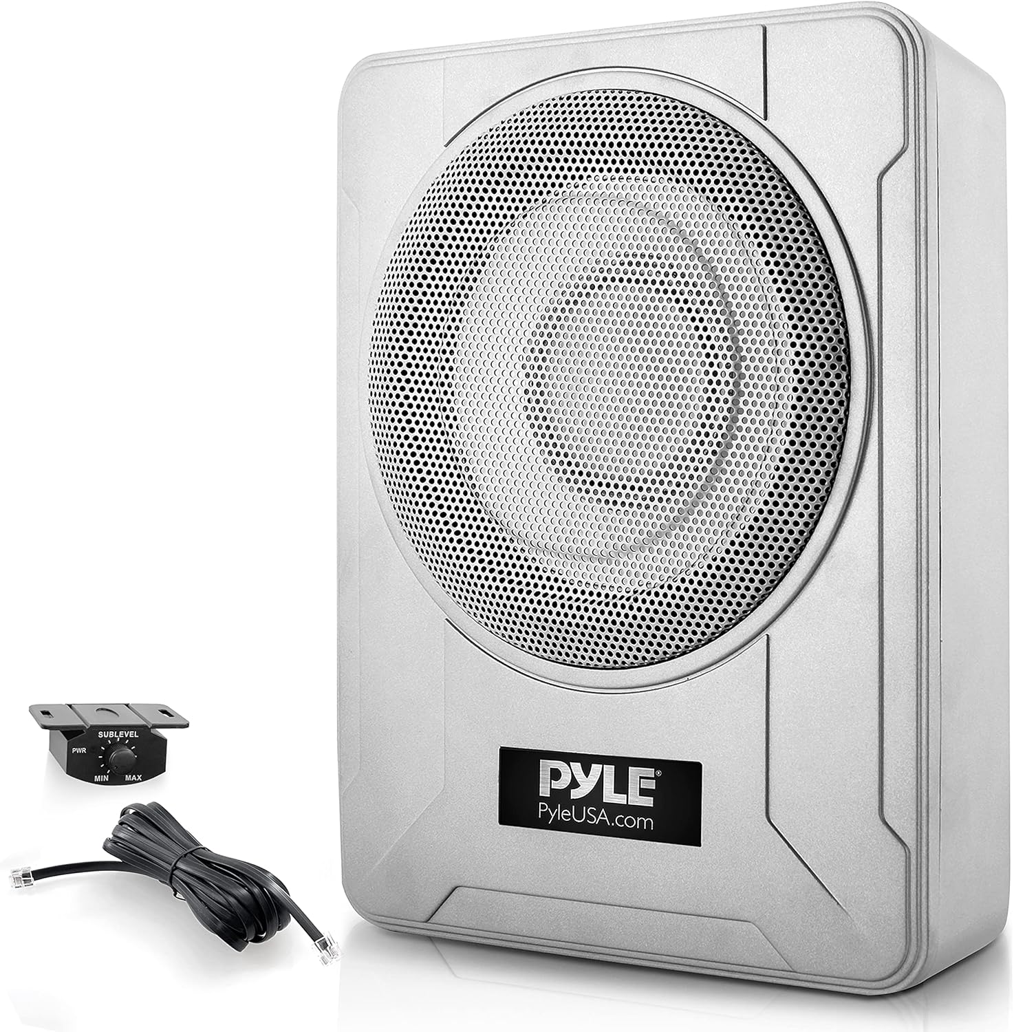 Pyle 8-Inch Low-Profile Amplified Subwoofer System - 600 Watt Compact Enclosed
